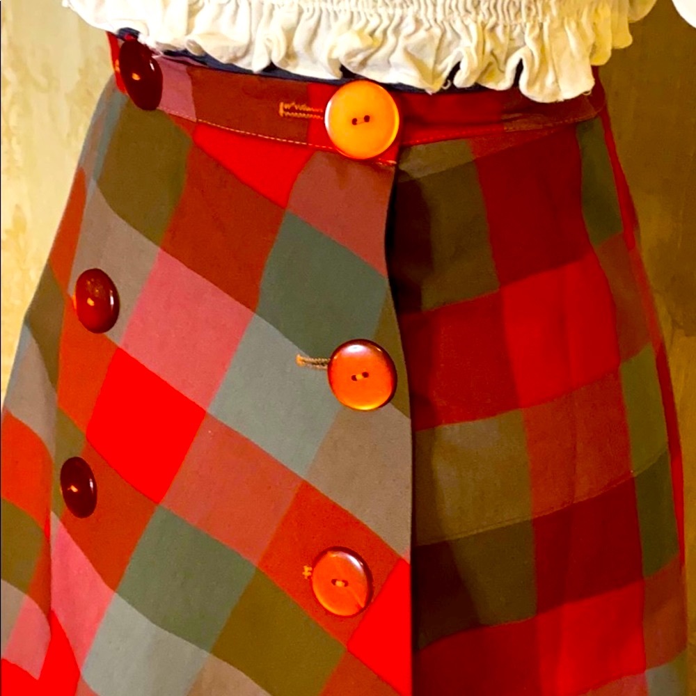 Vintage Plaid Wrap A-line Skirt